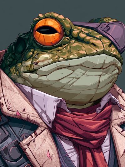 Stylish Frog Portrait Illustration Poster.