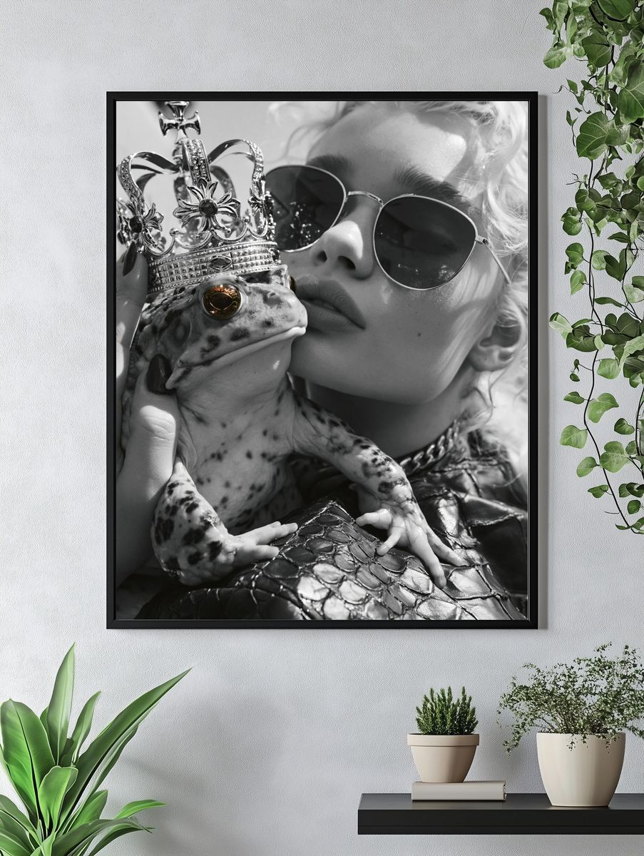 Crowned Frog Portrait Print. — room view 4