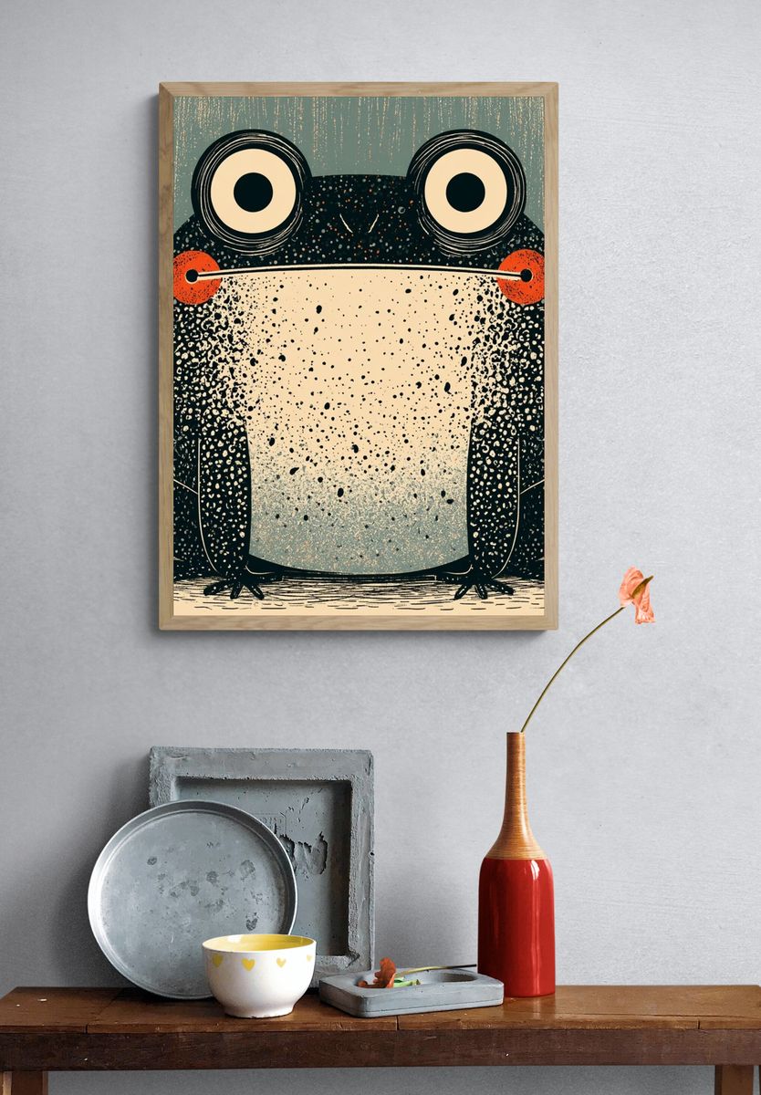 Playful Frog Illustration Poster. — room view 3