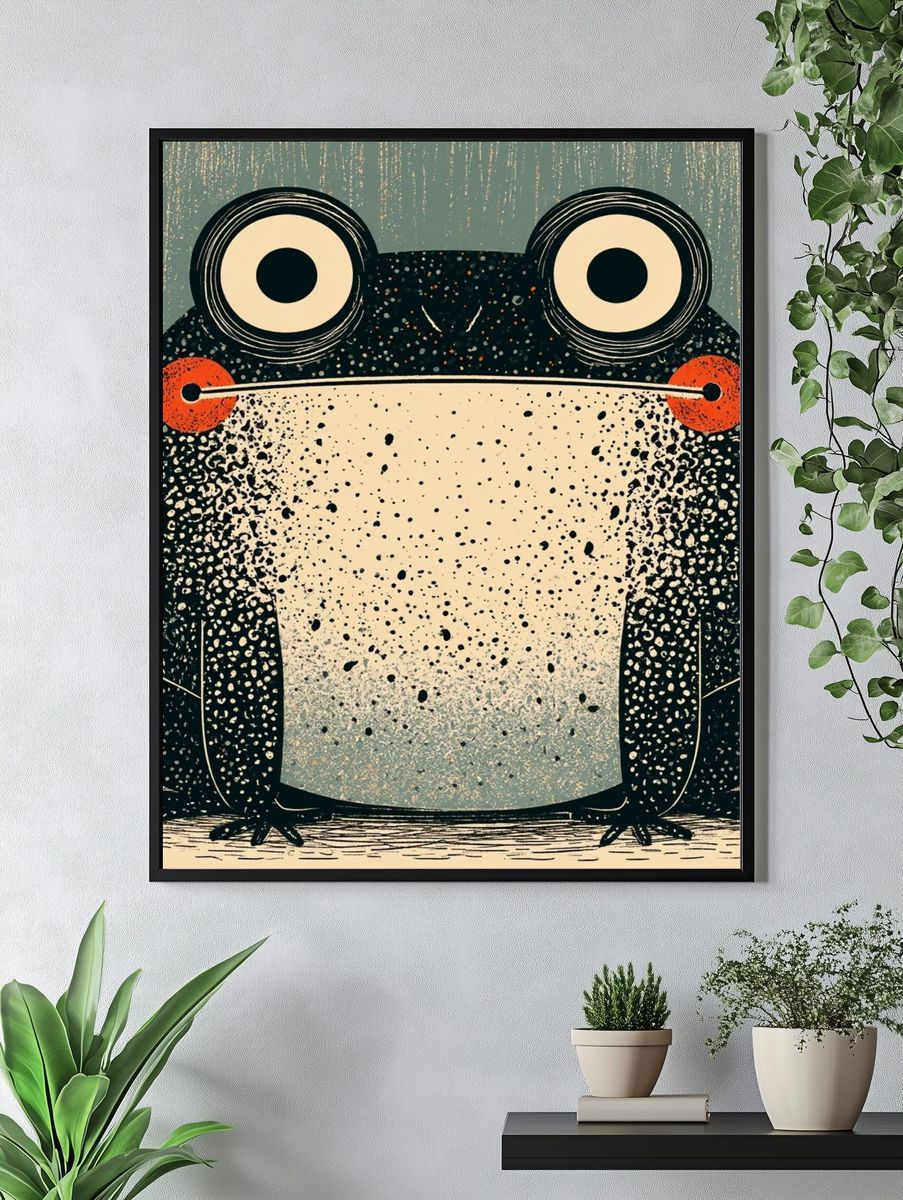 Playful Frog Illustration Poster. — room view 4