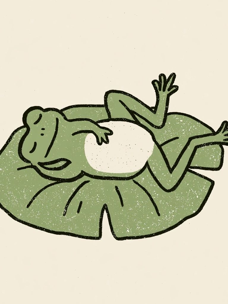 Relaxed Frog Illustration Poster. poster detail