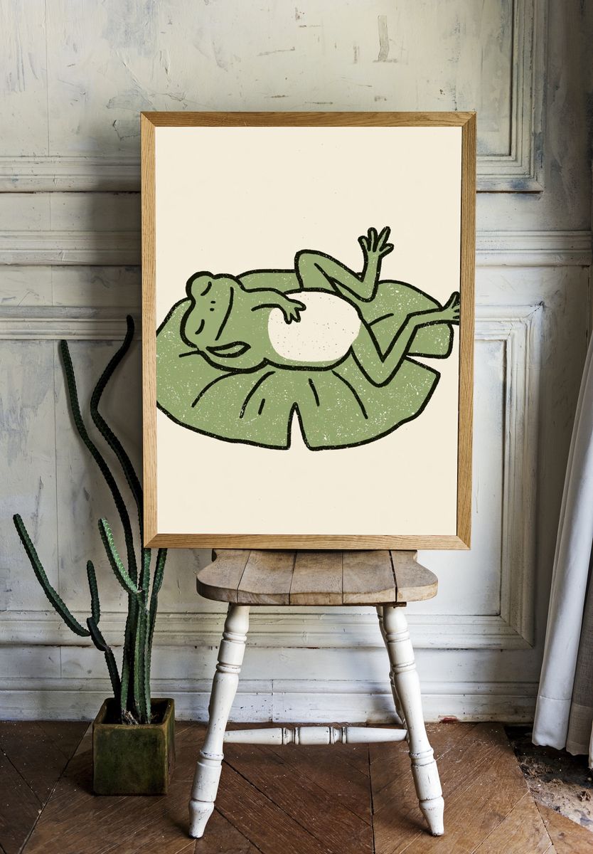 Relaxed Frog Illustration Poster. room preview