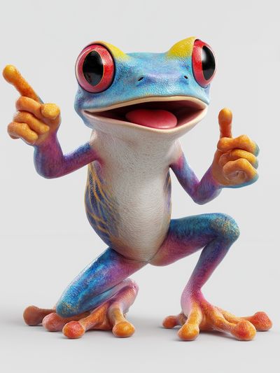 Colorful Frog Character Illustration Poster.
