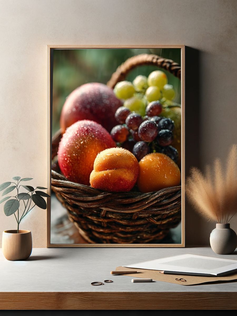 Fresh Fruit Basket — Food Art Print. — room view 2