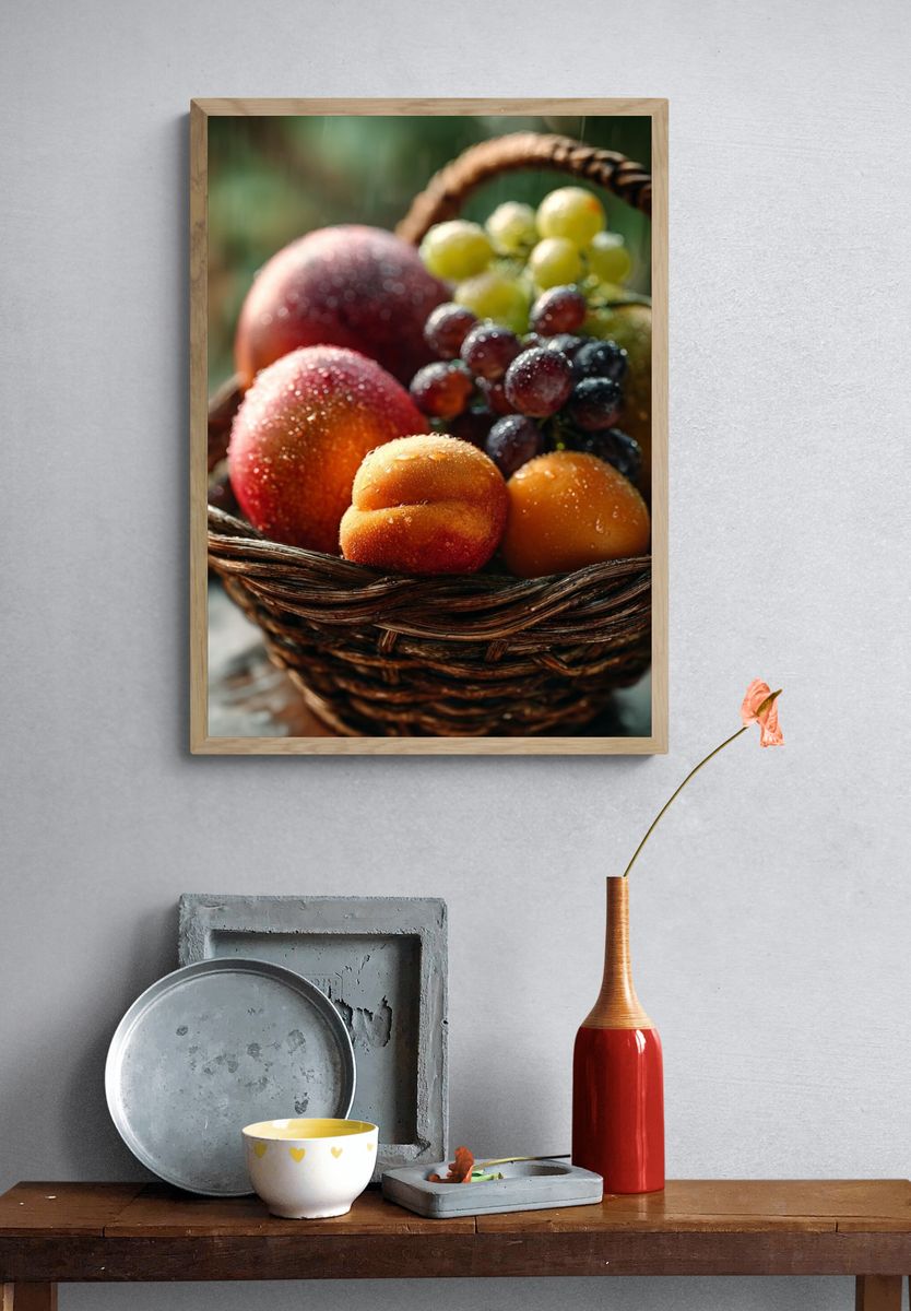 Fresh Fruit Basket — Food Art Print. — room view 3