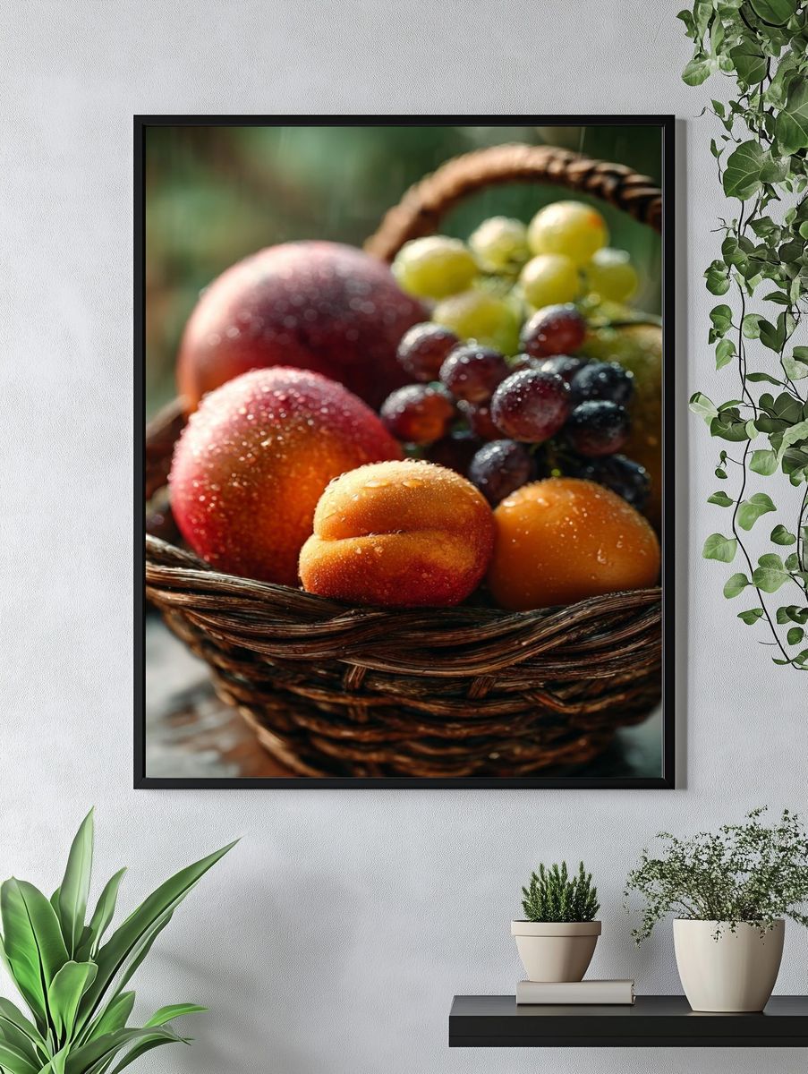 Fresh Fruit Basket — Food Art Print. — room view 4