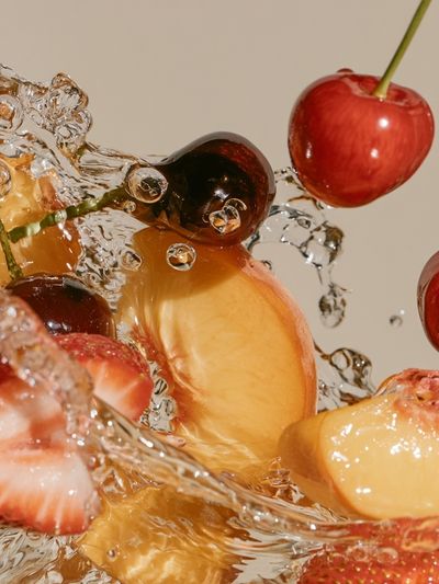 Floating Fruit Splash Photography Poster.