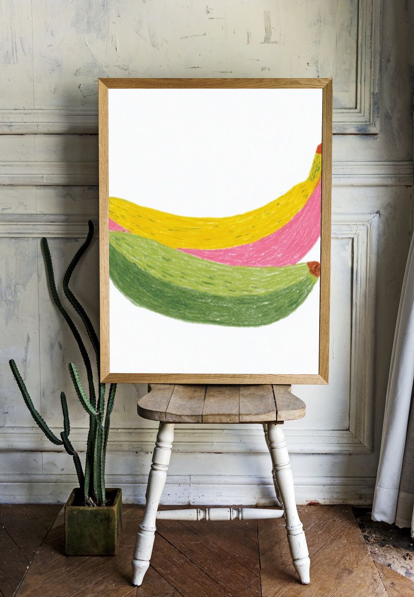 Colorful Bananas Illustration Poster. — room view 1