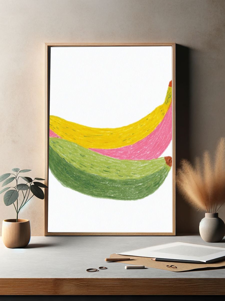 Colorful Bananas Illustration Poster. — room view 2