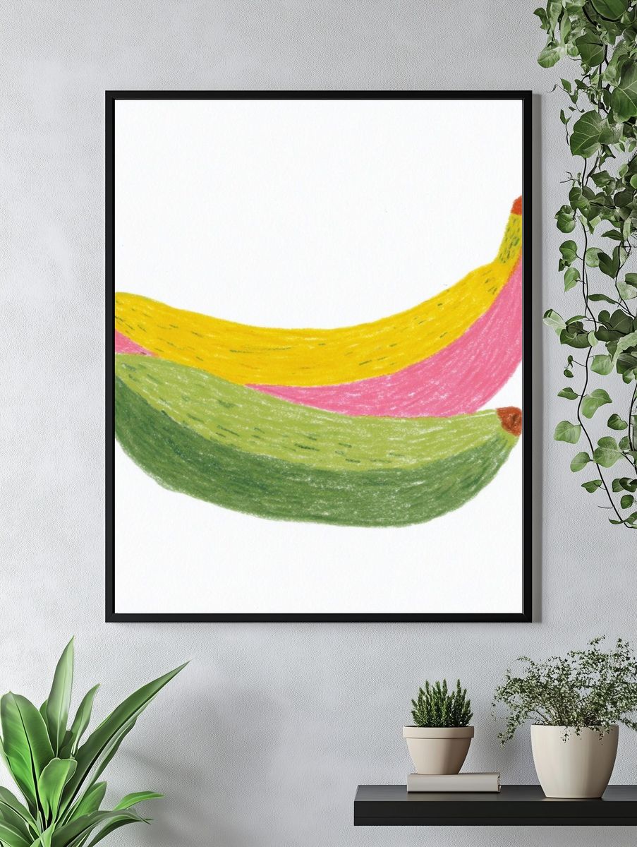 Colorful Bananas Illustration Poster. — room view 4
