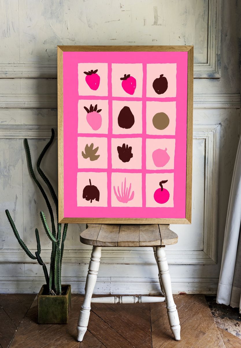 Colorful Fruit Illustration Poster. — room view 1