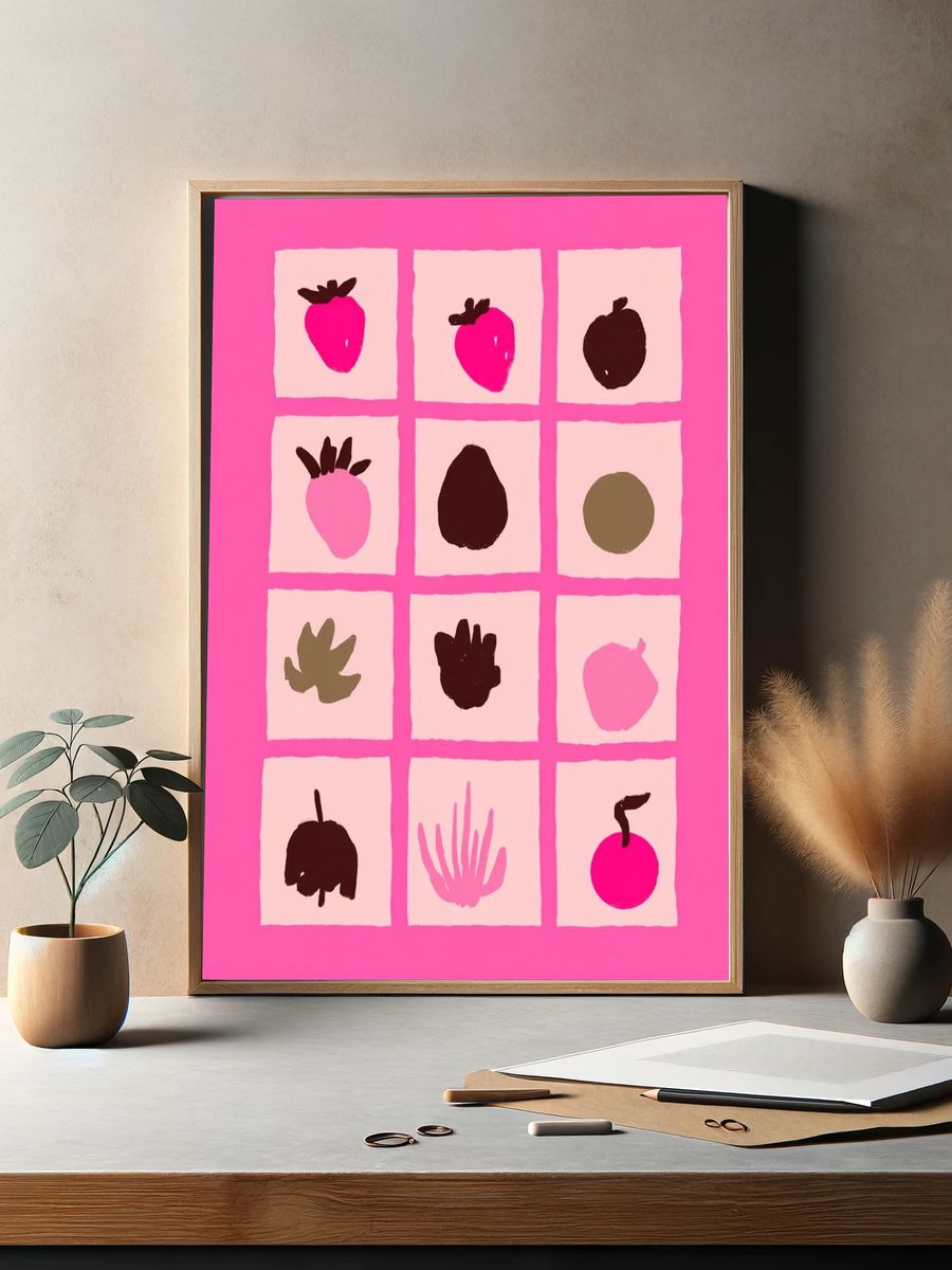 Colorful Fruit Illustration Poster. — room view 2