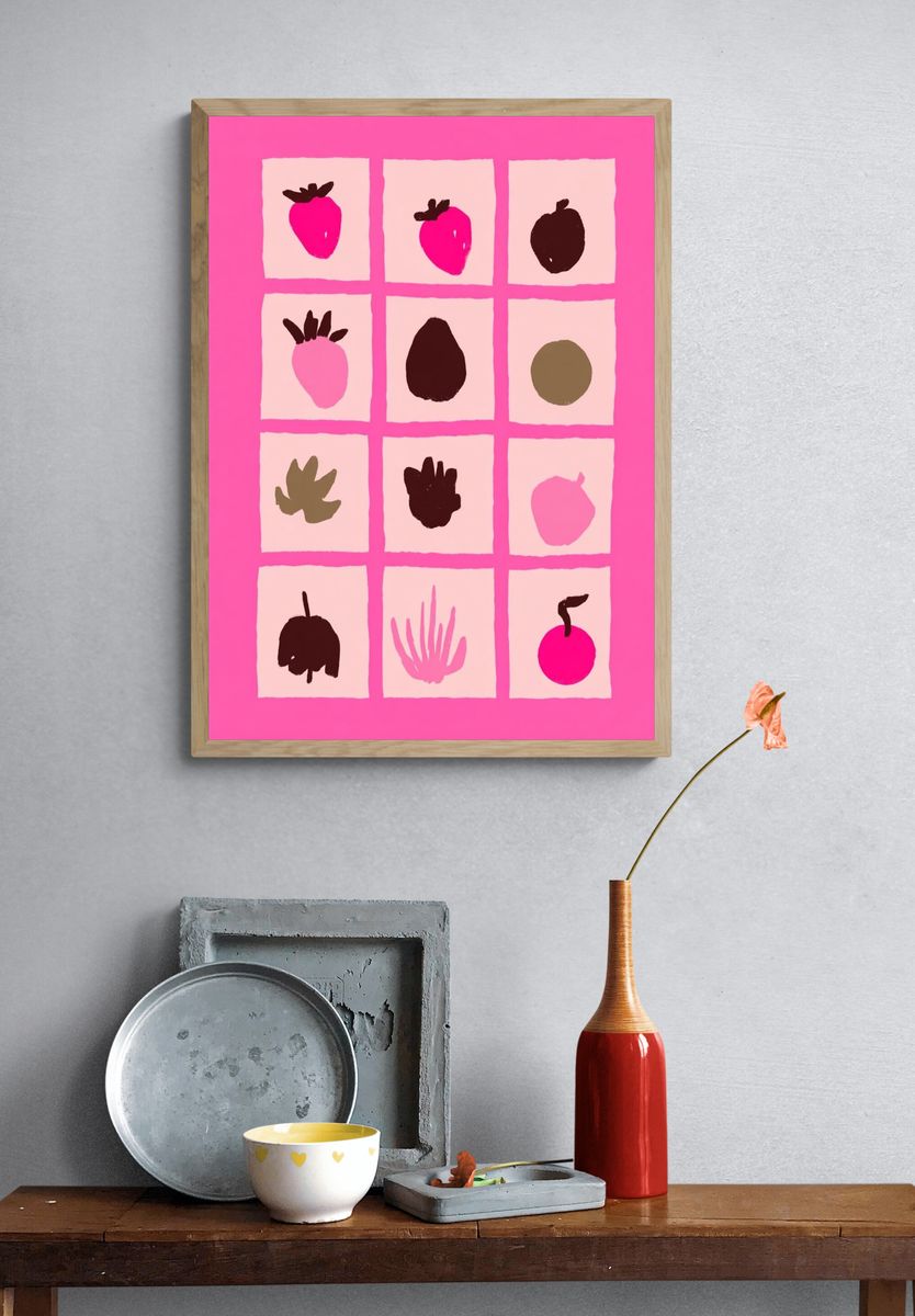 Colorful Fruit Illustration Poster. — room view 3