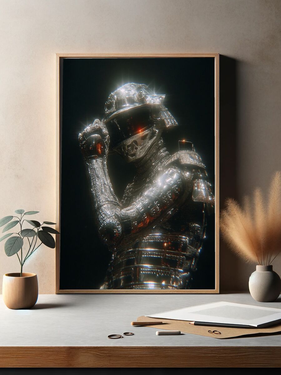 Futuristic Samurai Armor — Digital Art Print. — room view 2