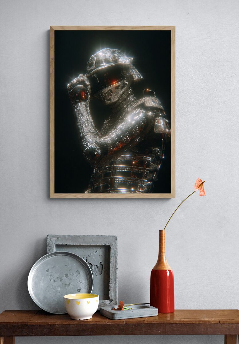 Futuristic Samurai Armor — Digital Art Print. — room view 3