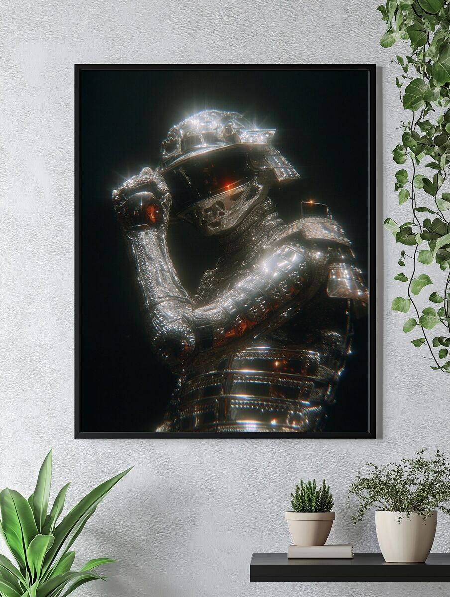 Futuristic Samurai Armor — Digital Art Print. — room view 4
