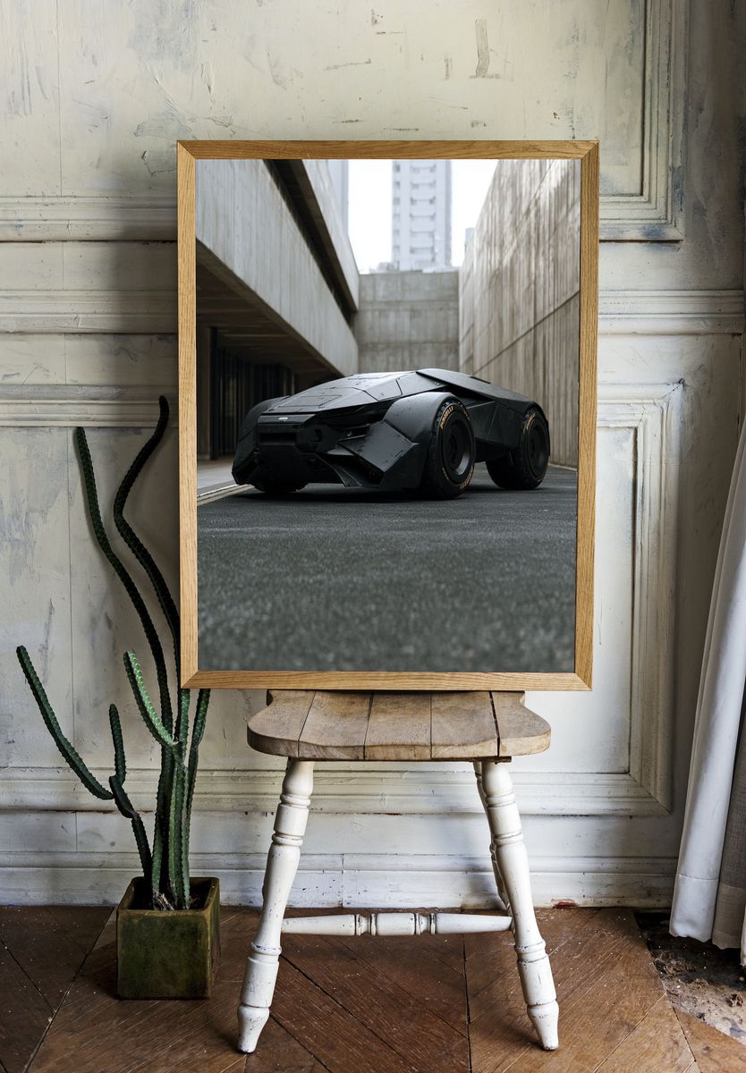 Futuristic Black Supercar Photography Poster. room preview