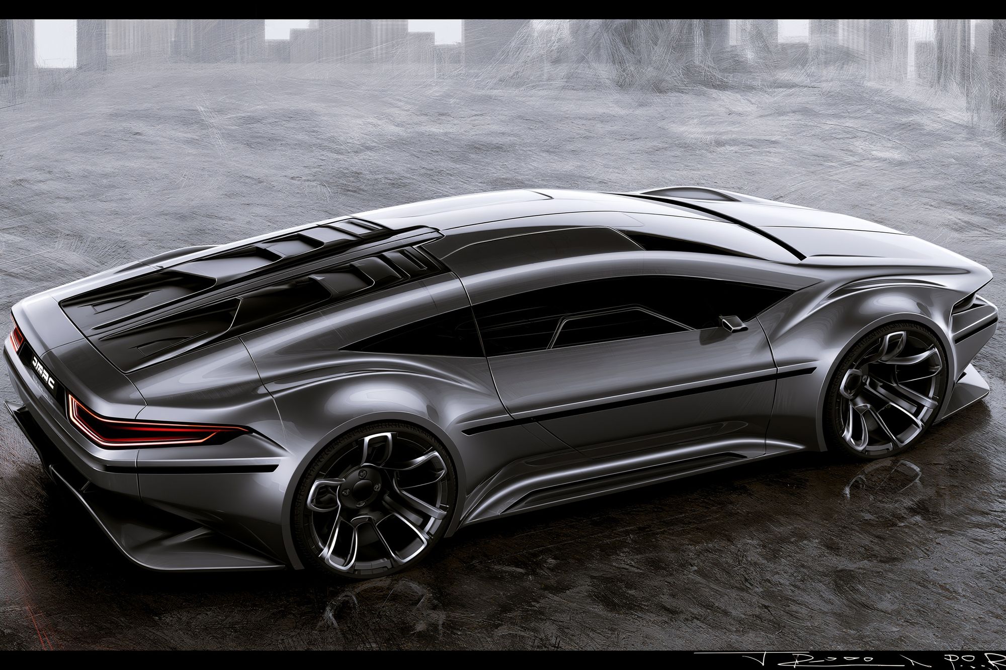 Futuristic Sports Car Illustration Poster. poster detail