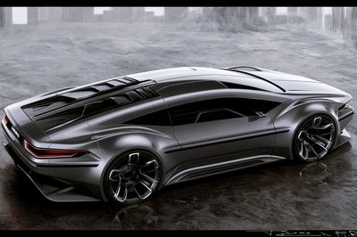 Futuristic Sports Car Illustration Poster.