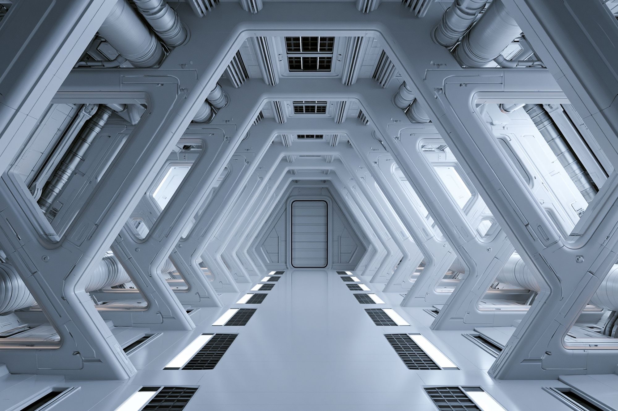 Futuristic Space Corridor Poster. poster detail