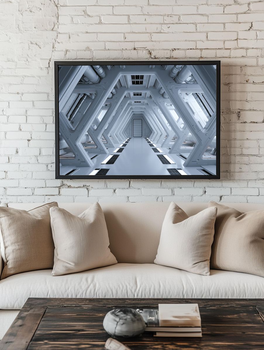 Futuristic Space Corridor Poster. — room view 1