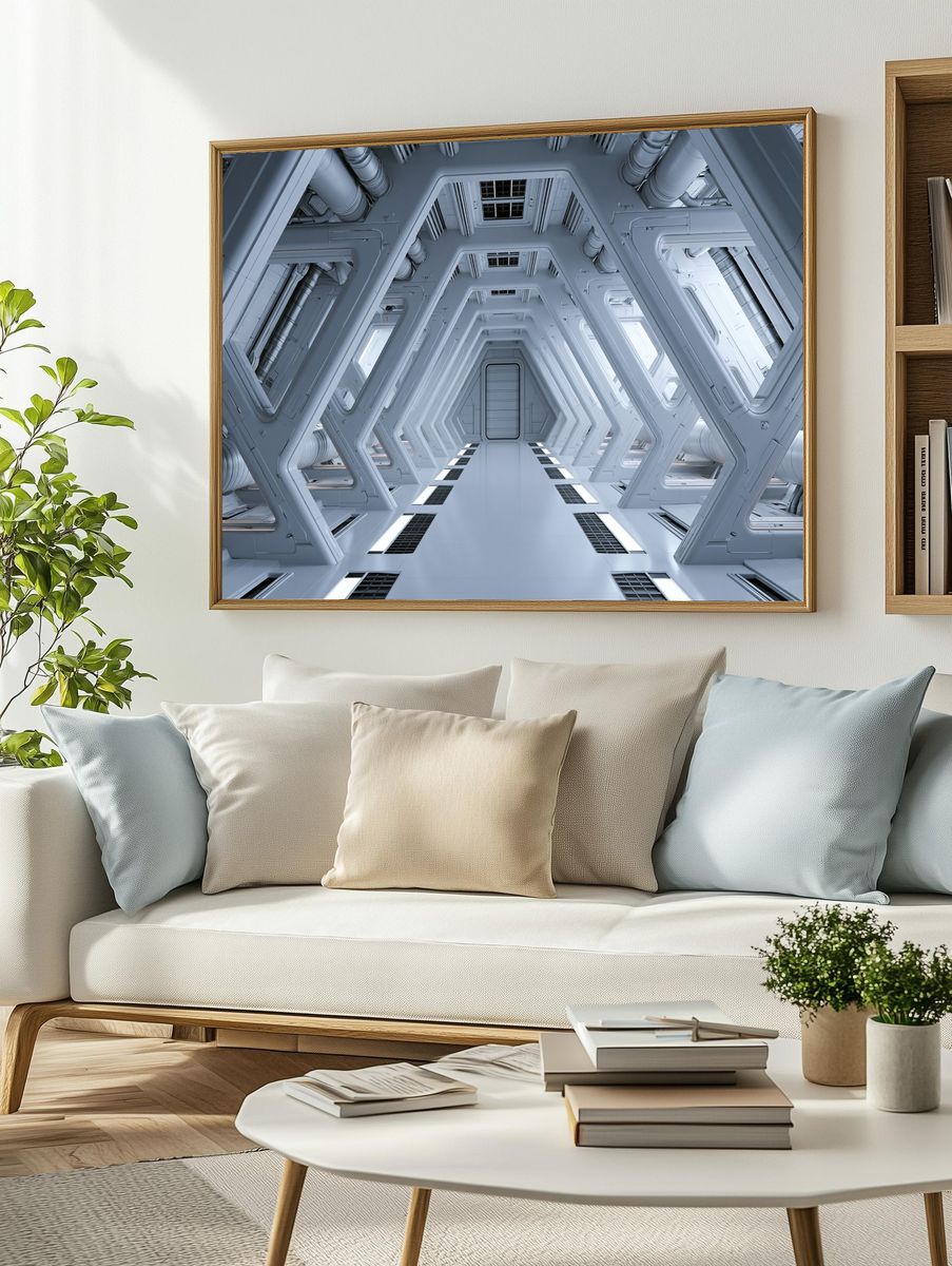 Futuristic Space Corridor Poster. — room view 2