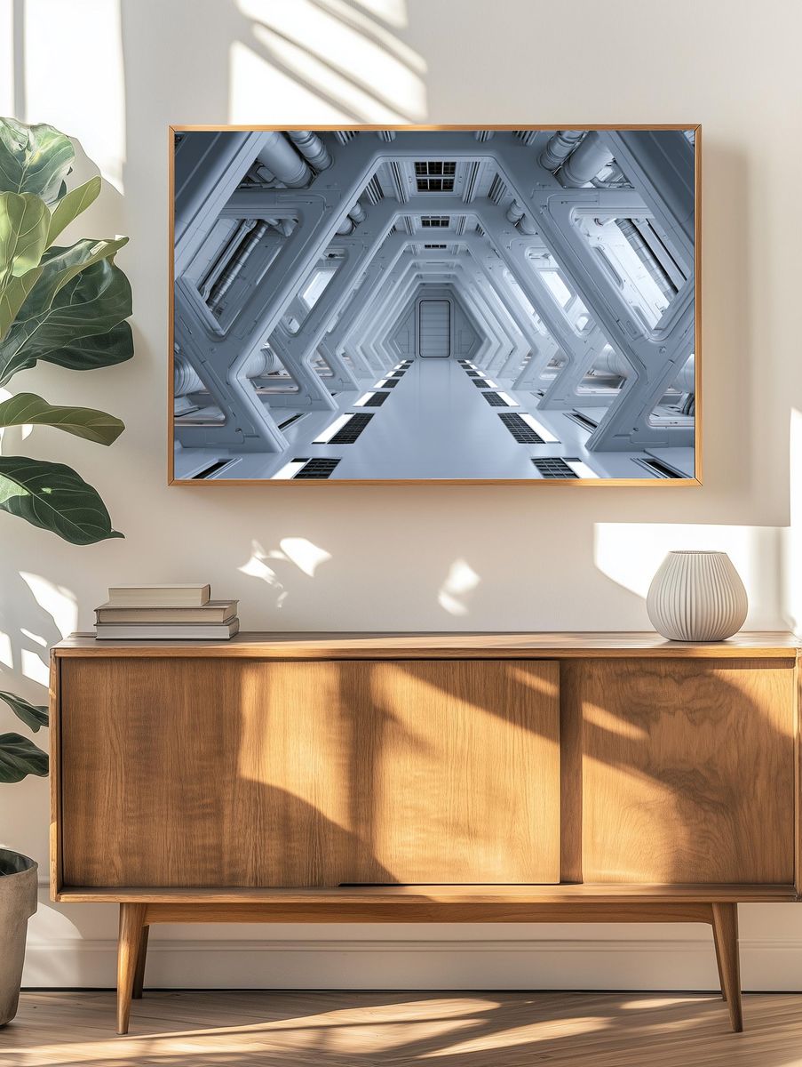 Futuristic Space Corridor Poster. — room view 3