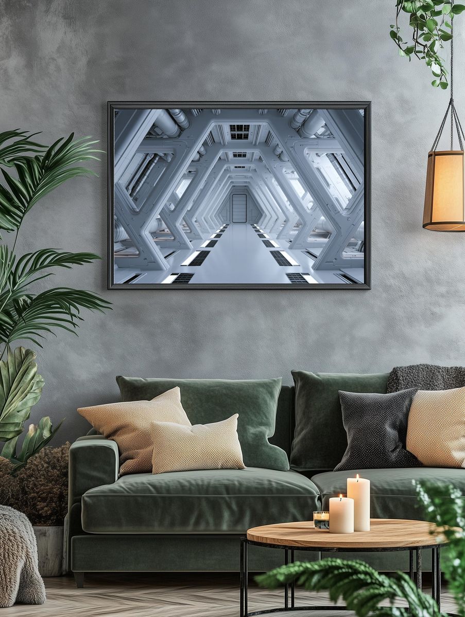 Futuristic Space Corridor Poster. — room view 4