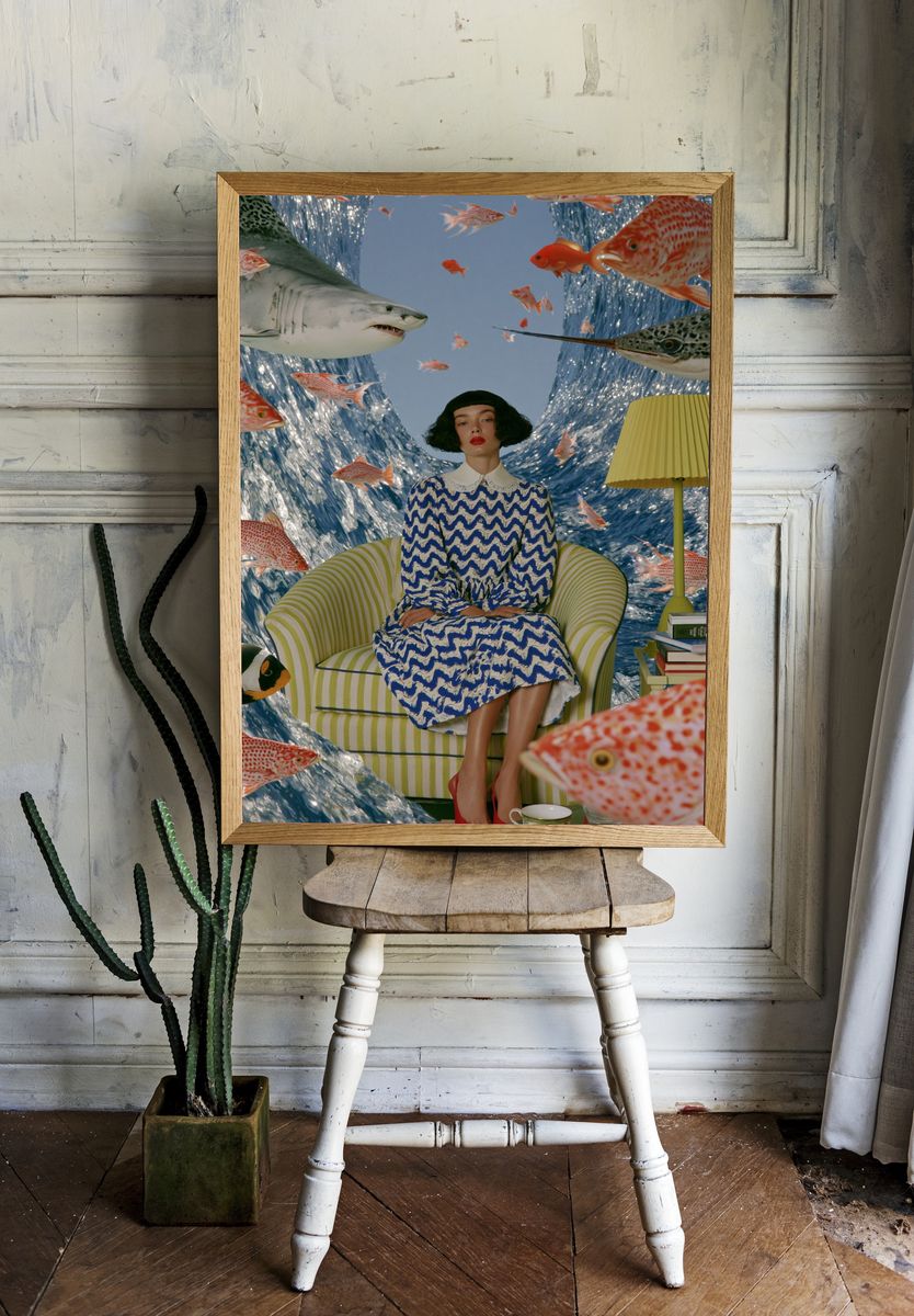 Surreal Fish Room Fashion Poster. room preview
