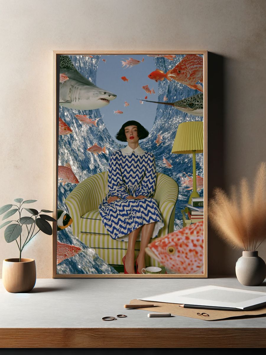 Surreal Fish Room Fashion Poster. — room view 2