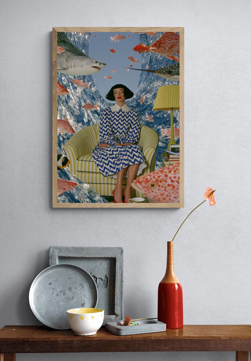 Surreal Fish Room Fashion Poster. — room view 3