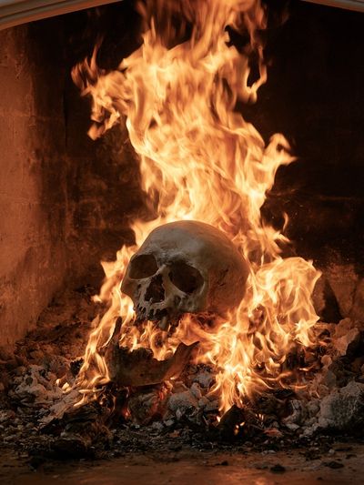 Burning Skull Horror Print. poster