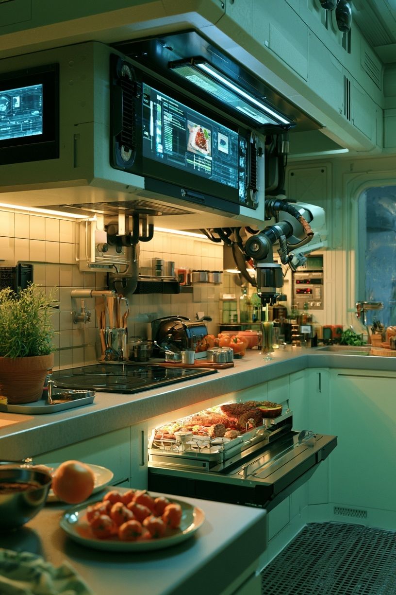 Futuristic Space Kitchen Poster. poster — food-drink art