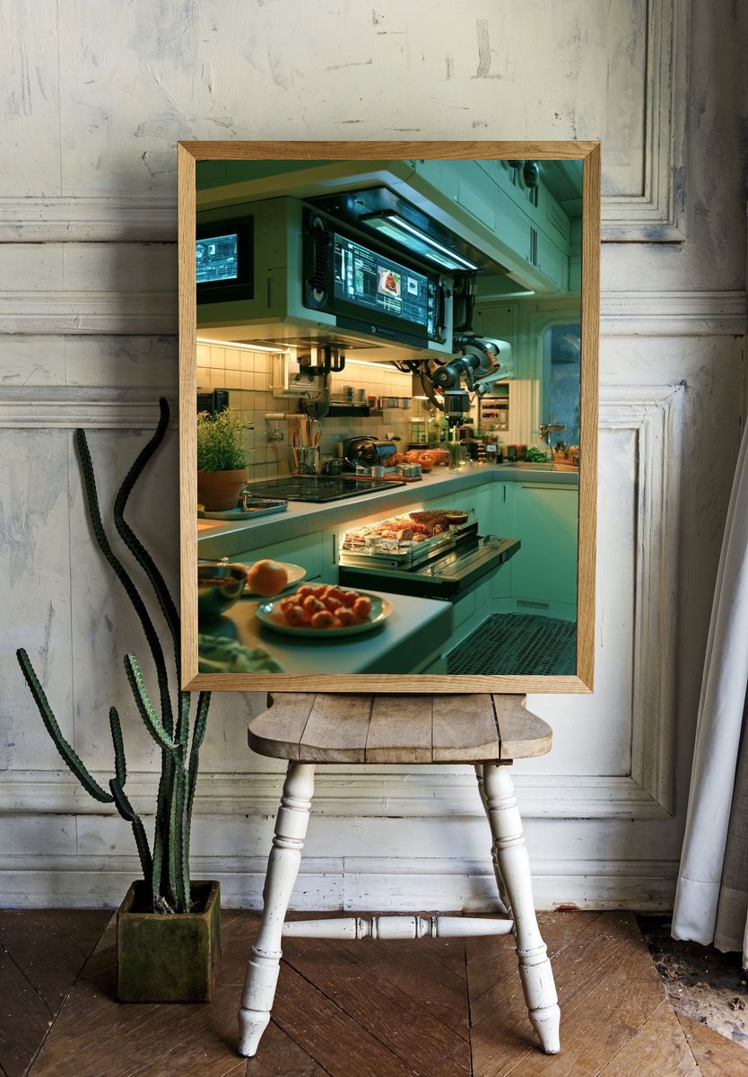 Futuristic Space Kitchen Poster. room preview