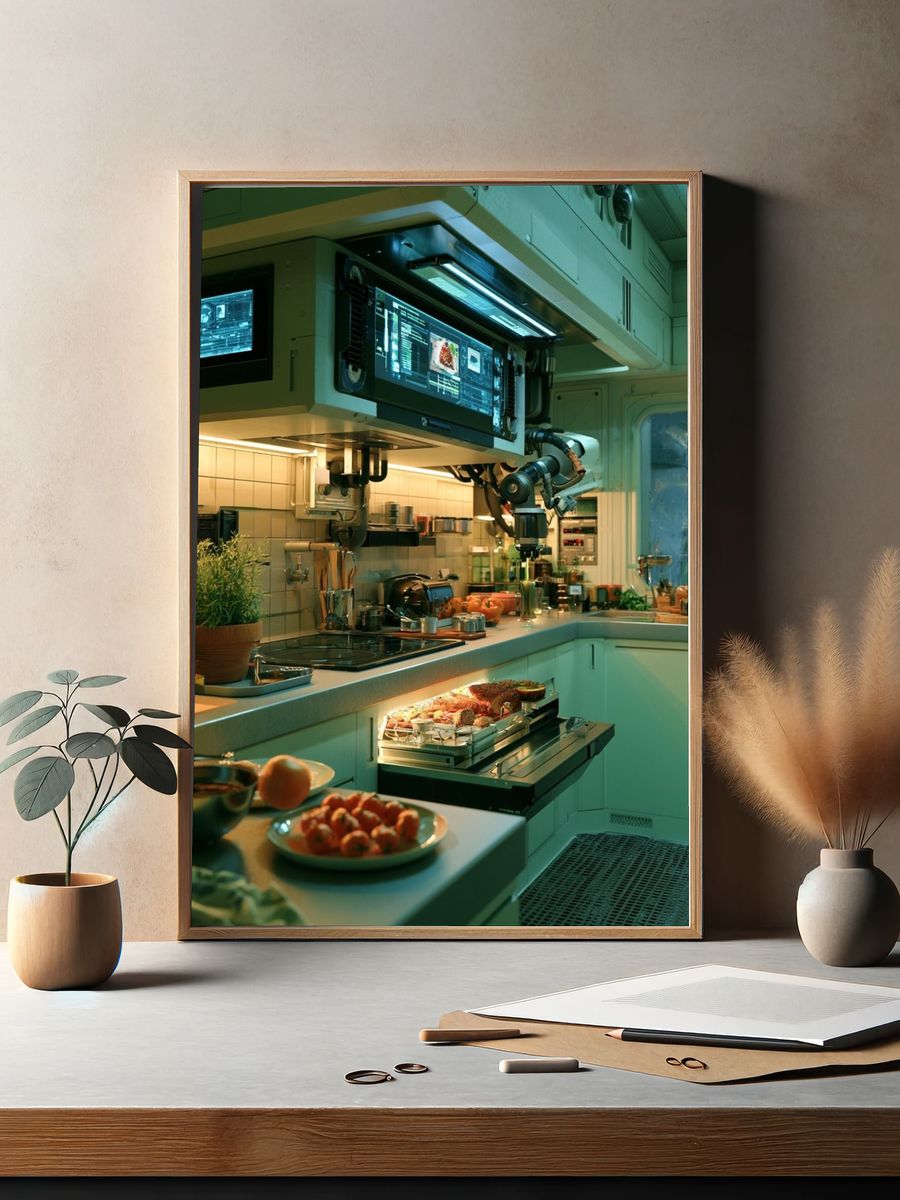 Futuristic Space Kitchen Poster. — room view 2
