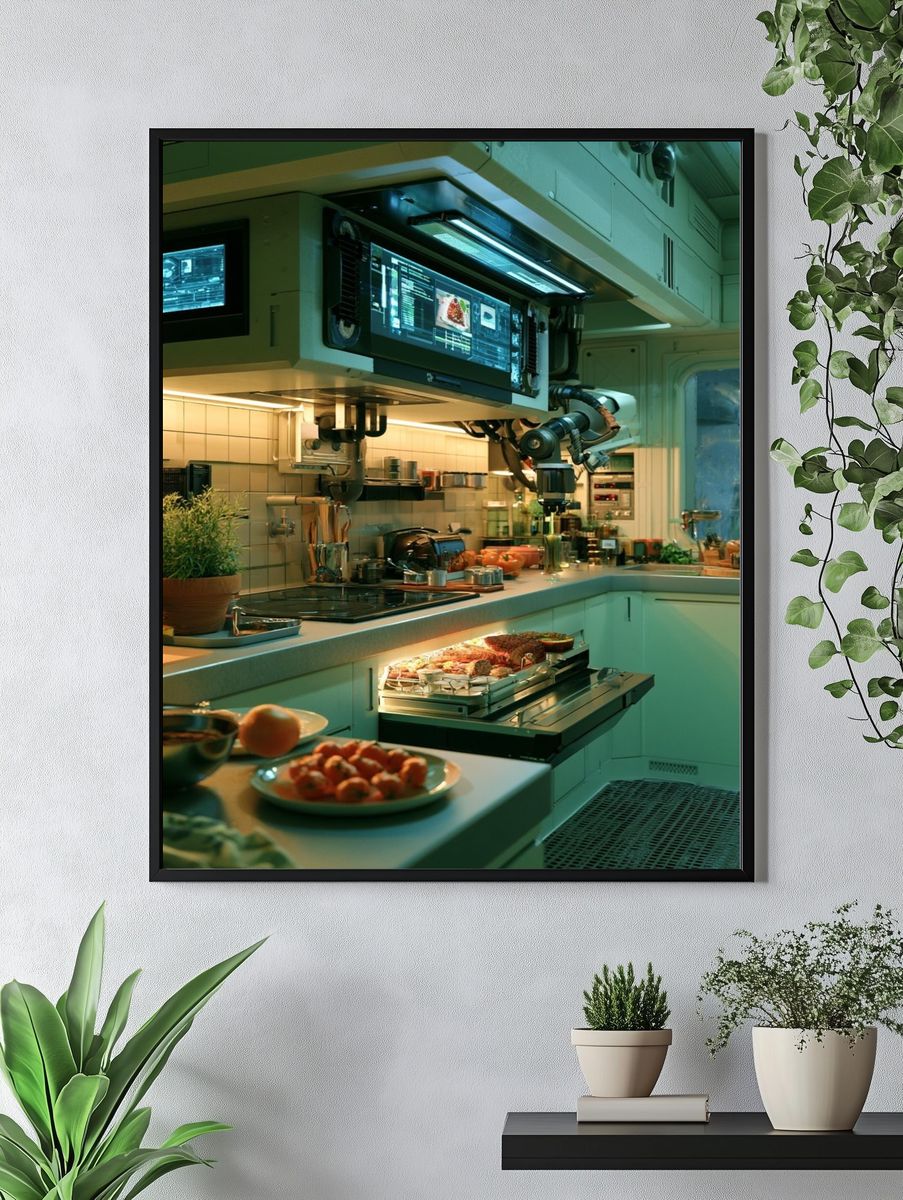Futuristic Space Kitchen Poster. — room view 4