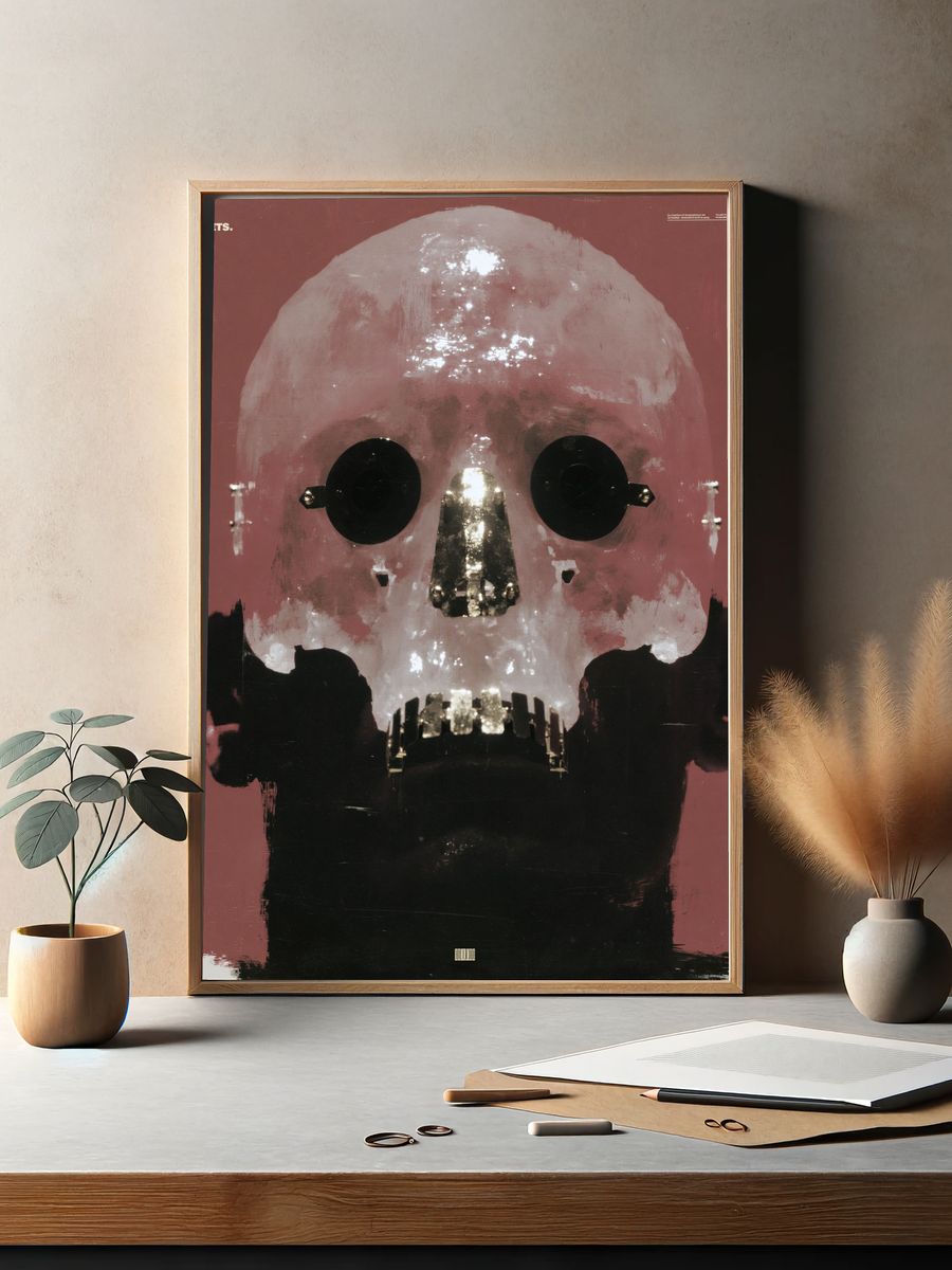 Surreal Skull Portrait Print. — room view 2