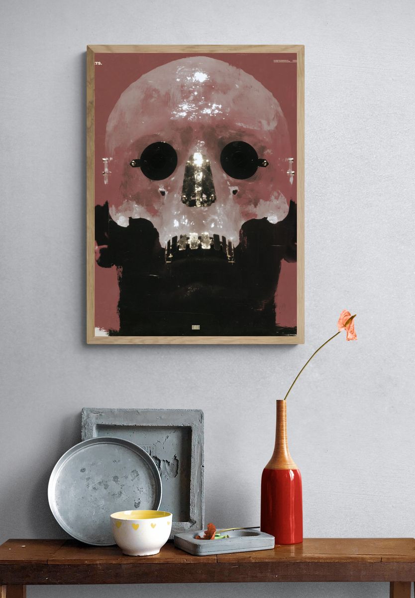 Surreal Skull Portrait Print. — room view 3