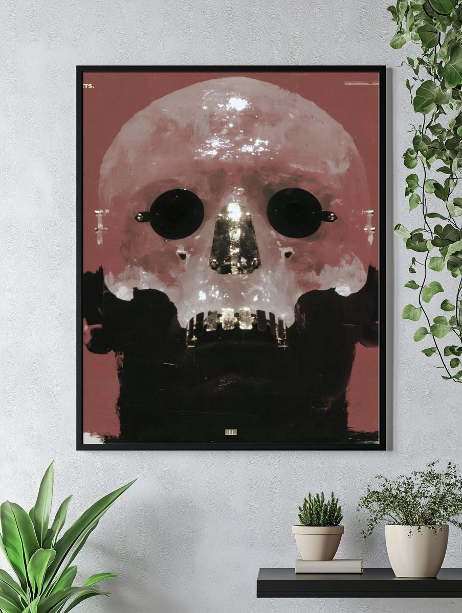 Surreal Skull Portrait Print. — room view 4