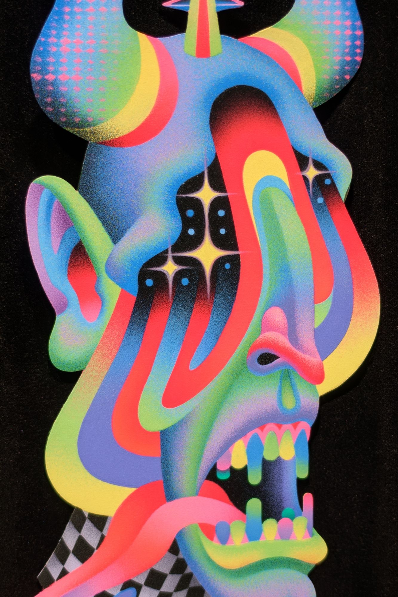 Neon Surreal Skull Print. poster detail