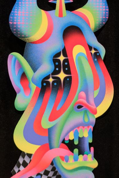 Neon Surreal Skull Print.