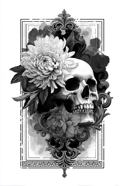 Floral Skull Gothic Print. poster