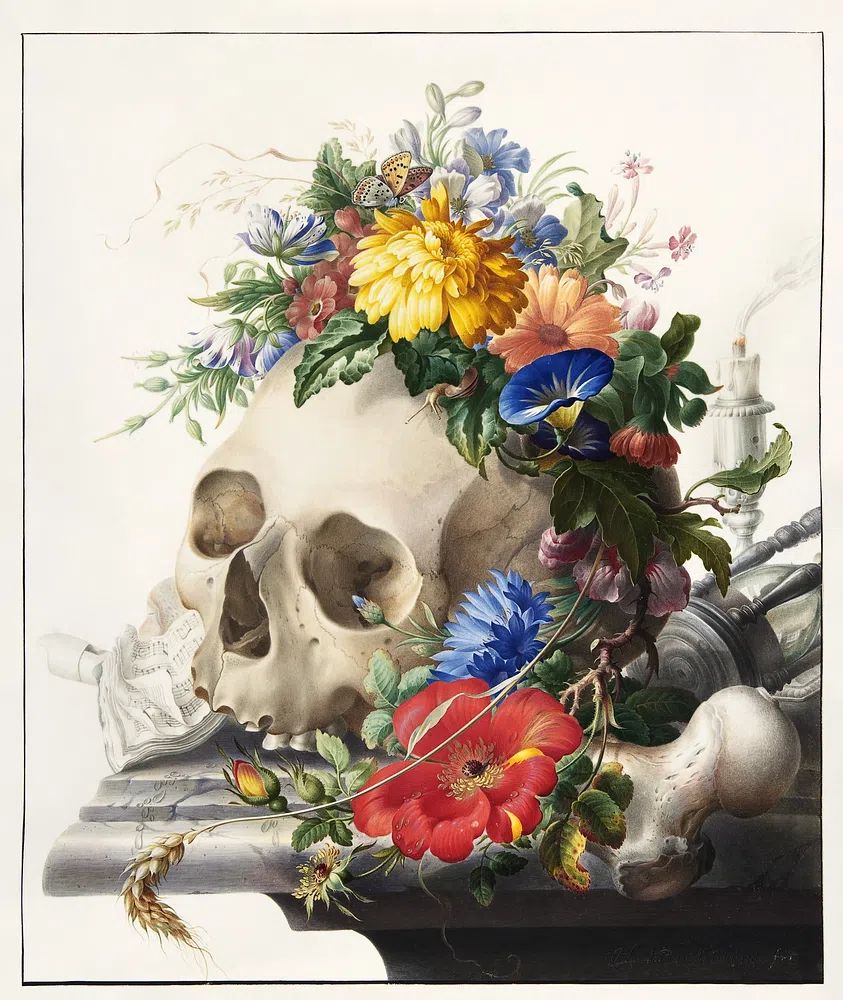 Vanitas still life (1667-1726) painting. poster — fine-art art