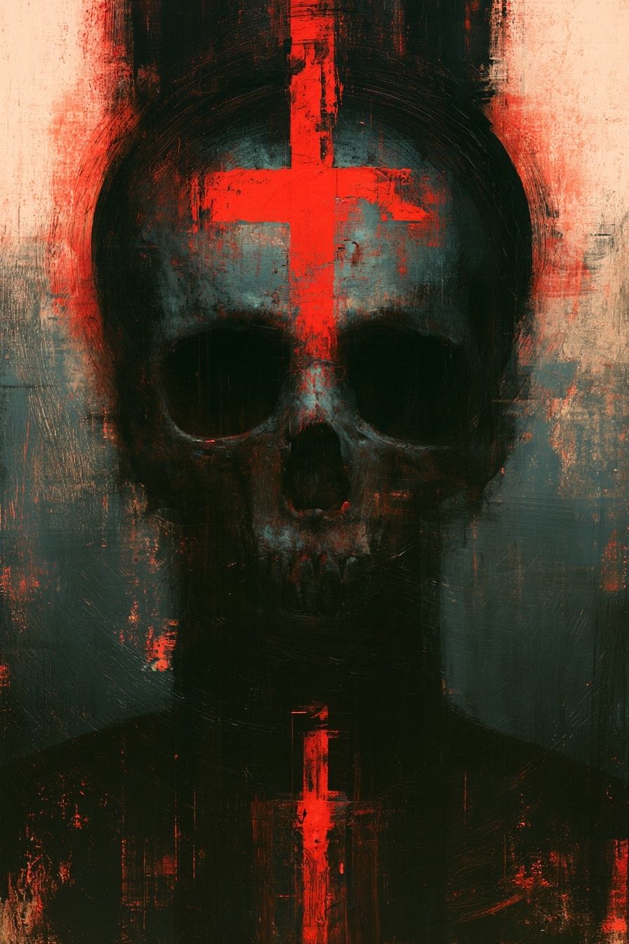 Crimson Skull Abstract Poster. poster — fine-art art
