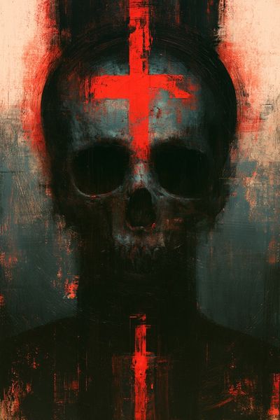Crimson Skull Abstract Poster. poster