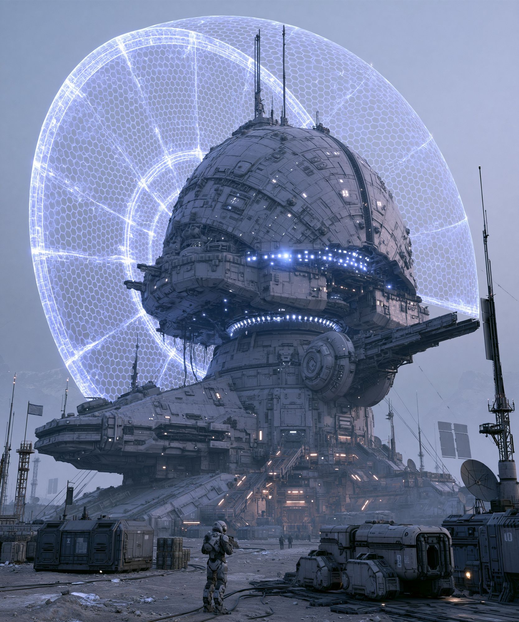Futuristic Space Station Sci-Fi Poster. poster detail