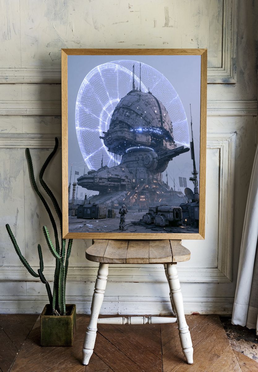 Futuristic Space Station Sci-Fi Poster. room preview