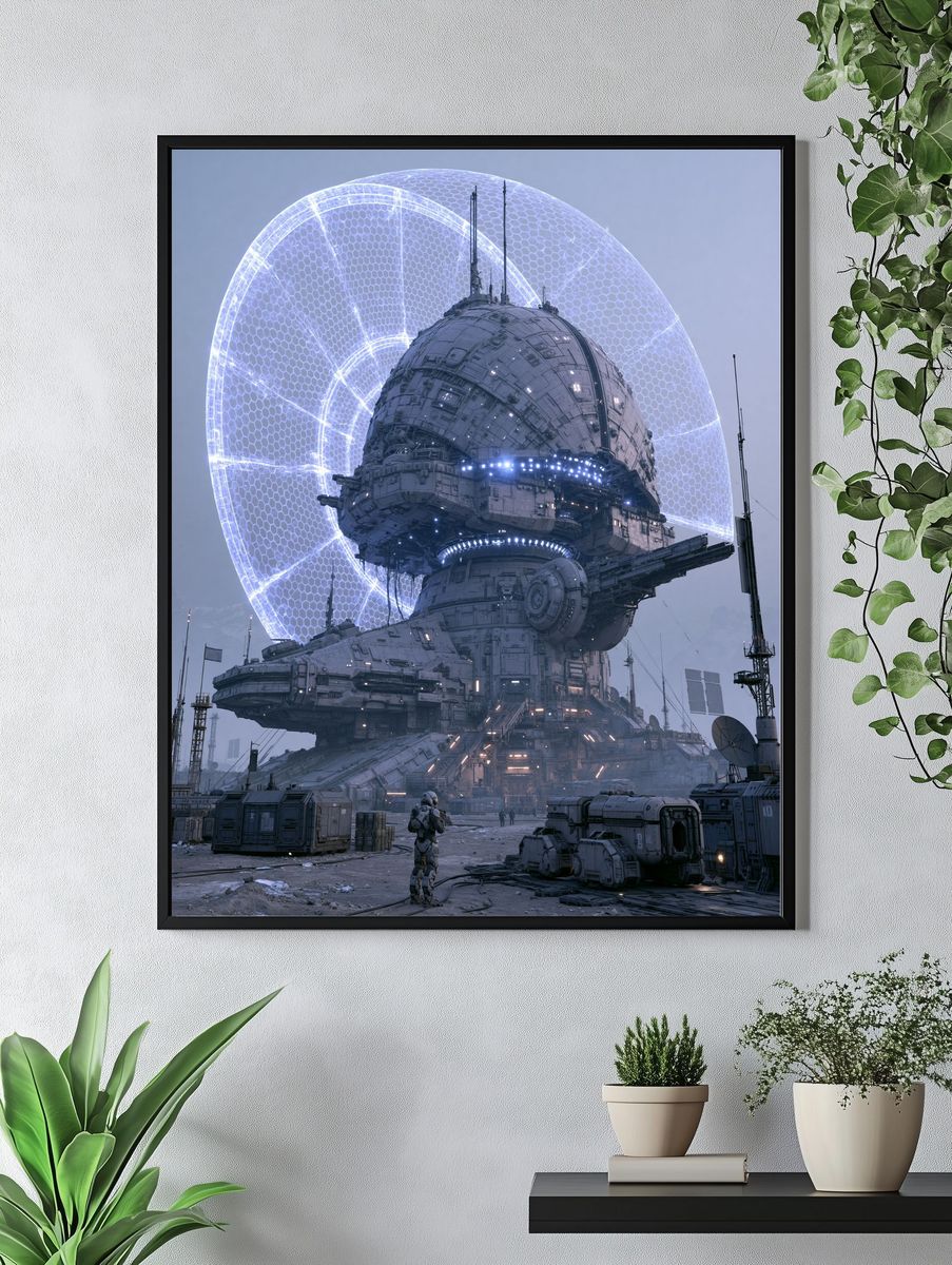 Futuristic Space Station Sci-Fi Poster. — room view 4