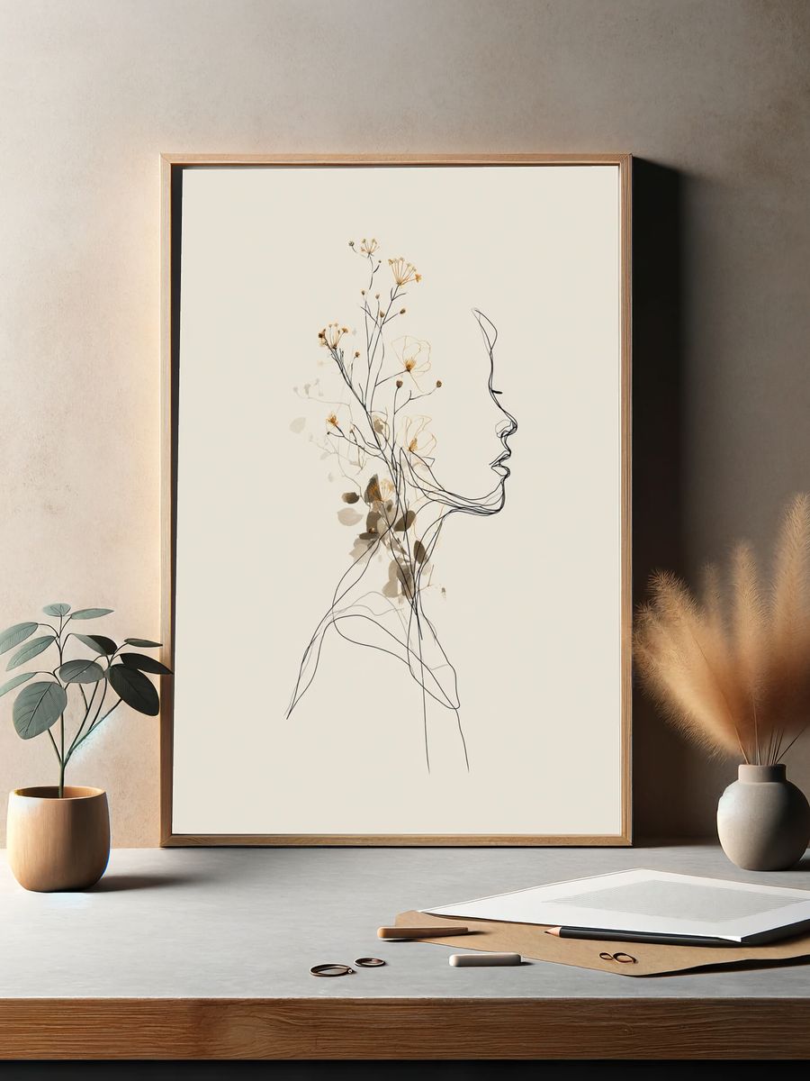 Floral Silhouette — Minimalist Print. — room view 2
