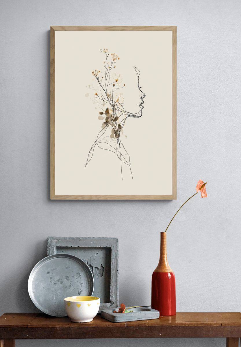 Floral Silhouette — Minimalist Print. — room view 3